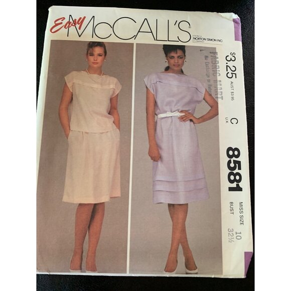McCall's Misses Dress Shirt Skirt Sewing Pattern Sz 10 8581 - Uncut - Picture 8 of 9